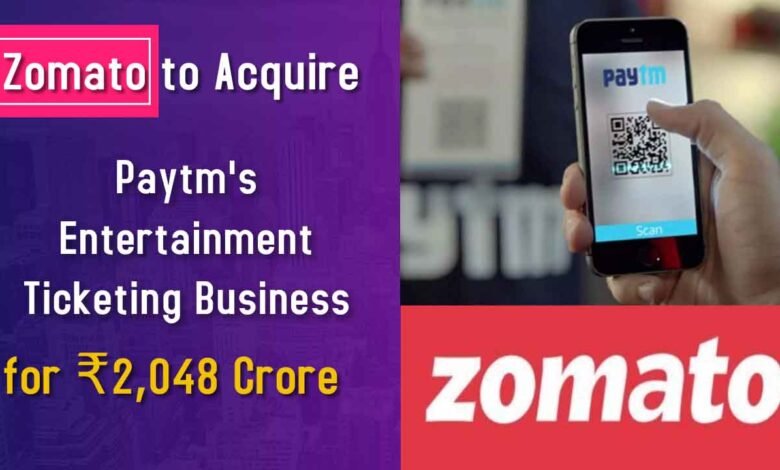 Zomato to Acquire Paytm's Entertainment Ticketing Business