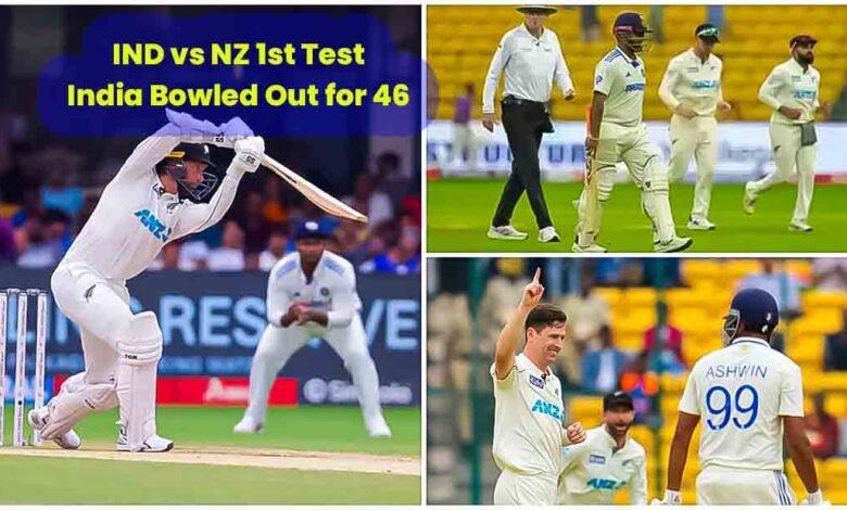 IND vs NZ 1st Test-India Bowled Out for 46