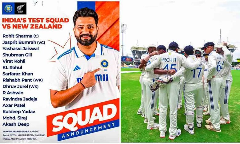 India vs New Zealand Test series 2024 squad